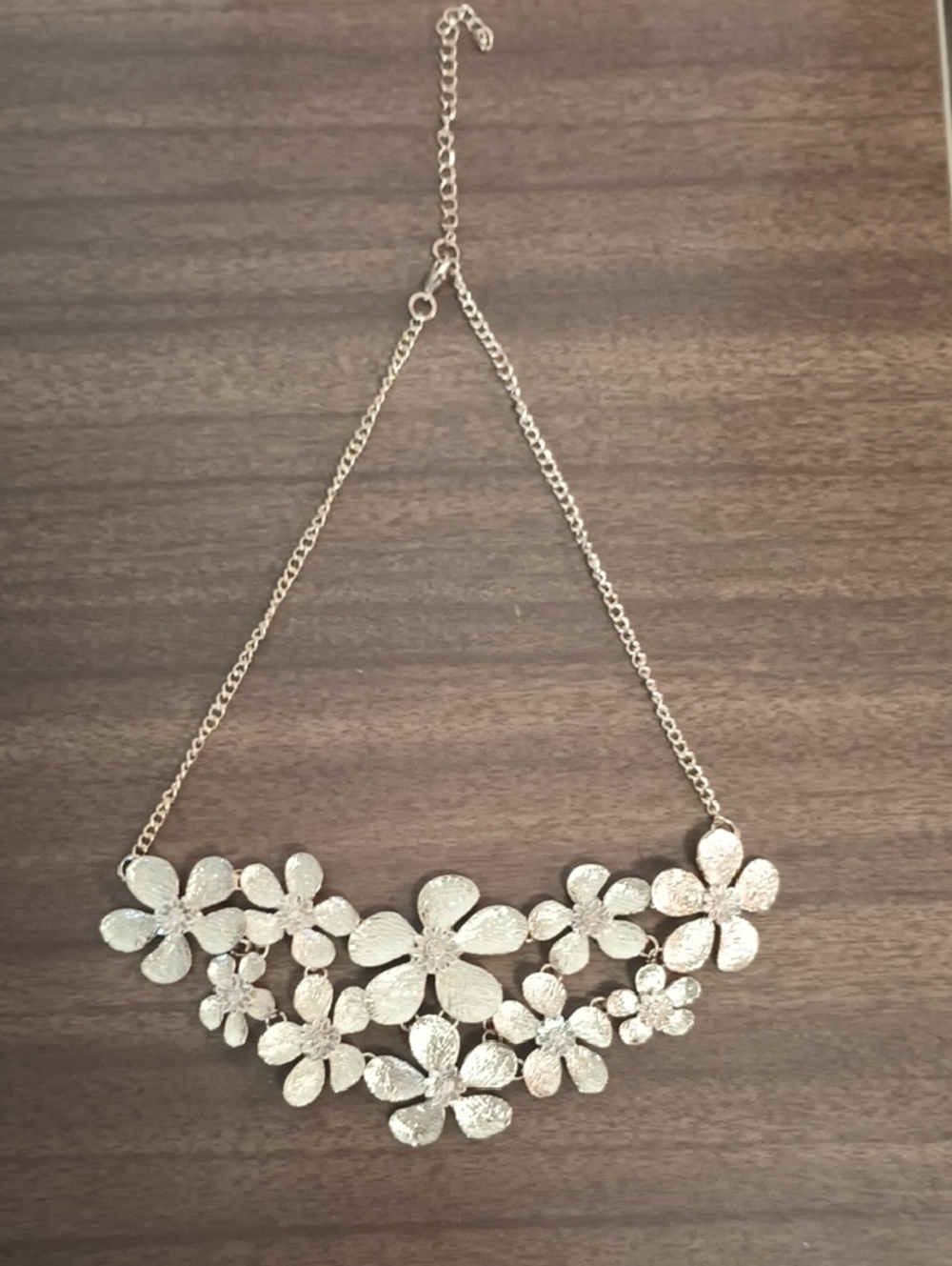 Floral Statement Necklace in Gold Tone